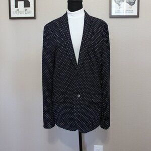 Scotch & Soda Mens Drk Blue White Polka Dot Blazer Suit Jacket Size Large Unisex